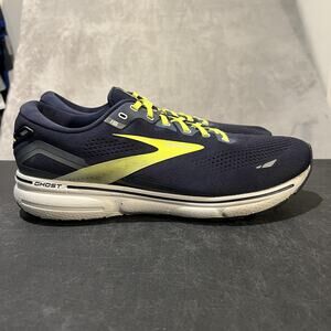 Brooks Ghost 15 Running Shoes Mens Size 14 2E Wide Navy Yellow 1103932E429